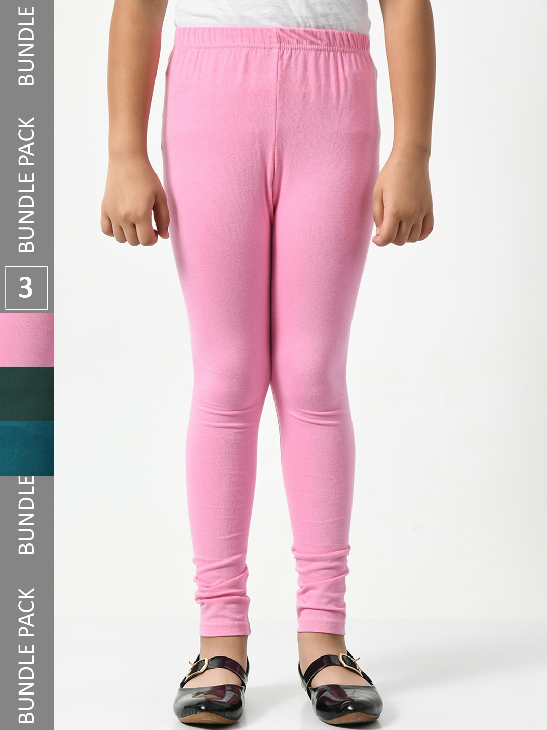

BAESD Girls Pack Of 3 Churidar-Length Leggings, Pink