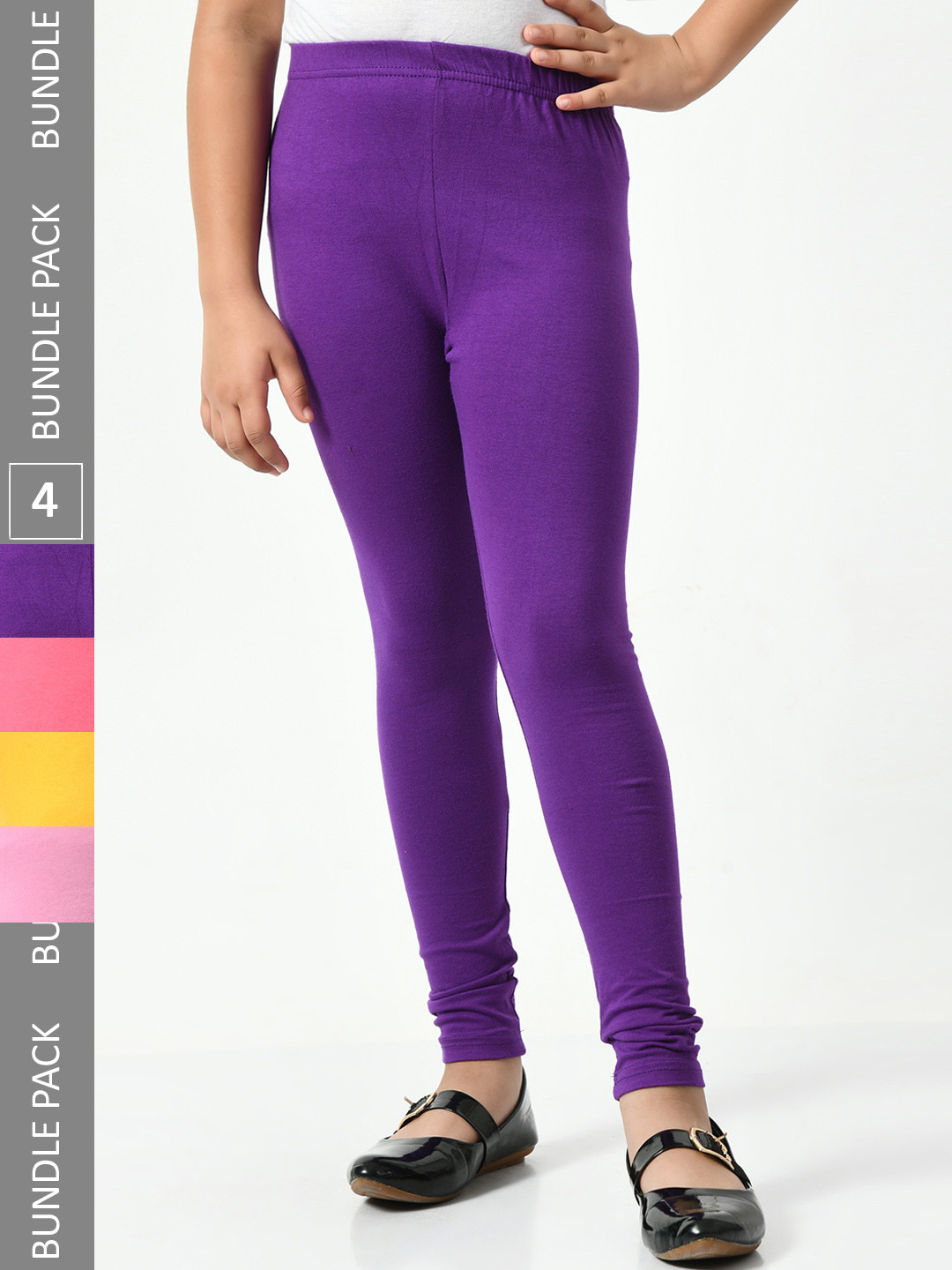 

BAESD Girls Pack Of 4 Super Soft Churidar Length Leggings, Purple