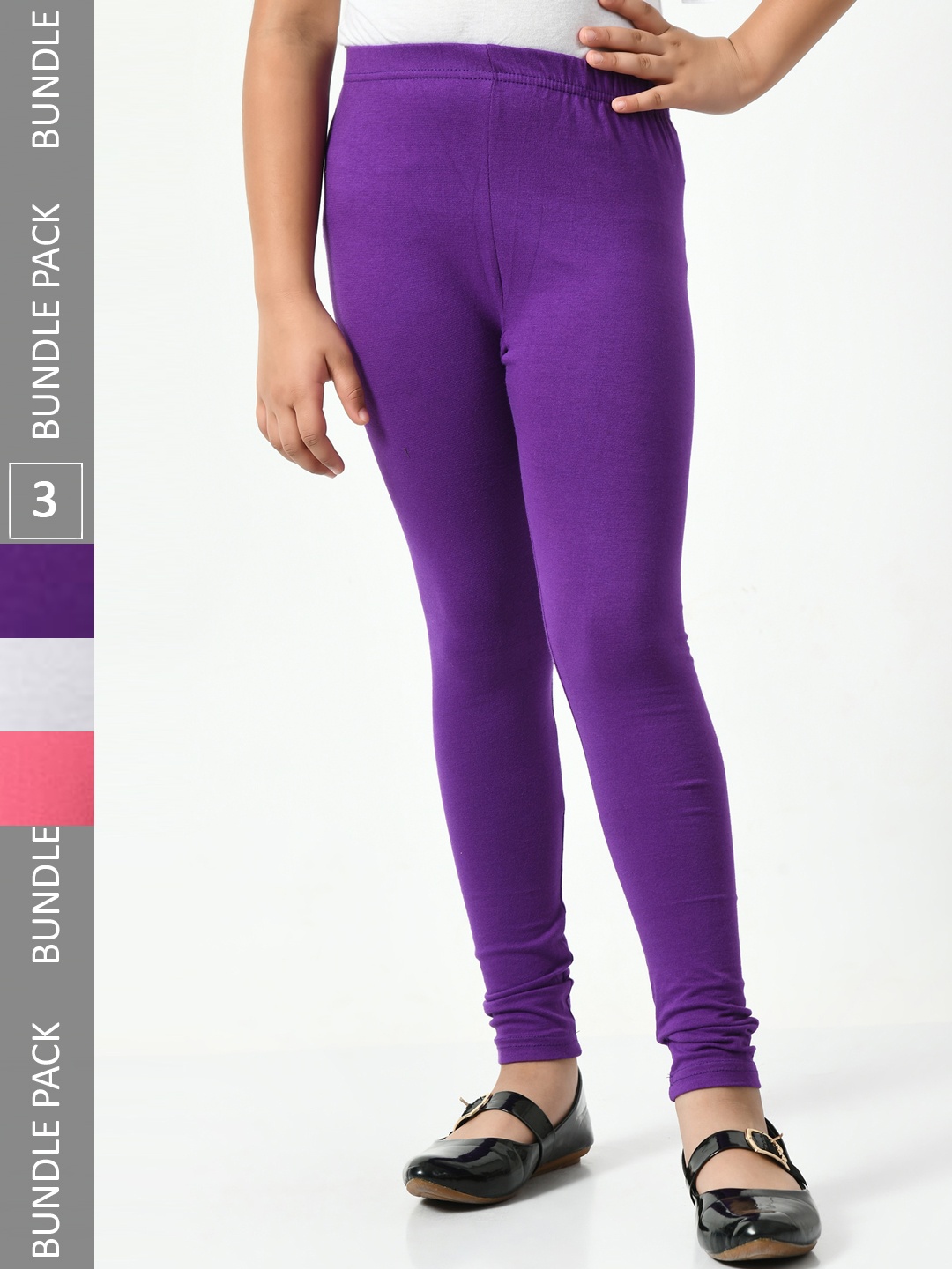 

BAESD Girls Pack Of 3 Churidar-Length Leggings, Purple