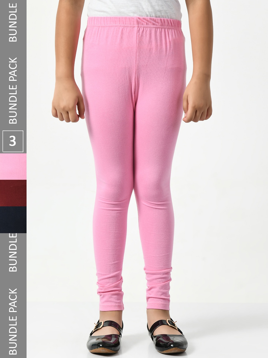 

BAESD Girls Pack Of 3 Churidar-length Leggings, Pink