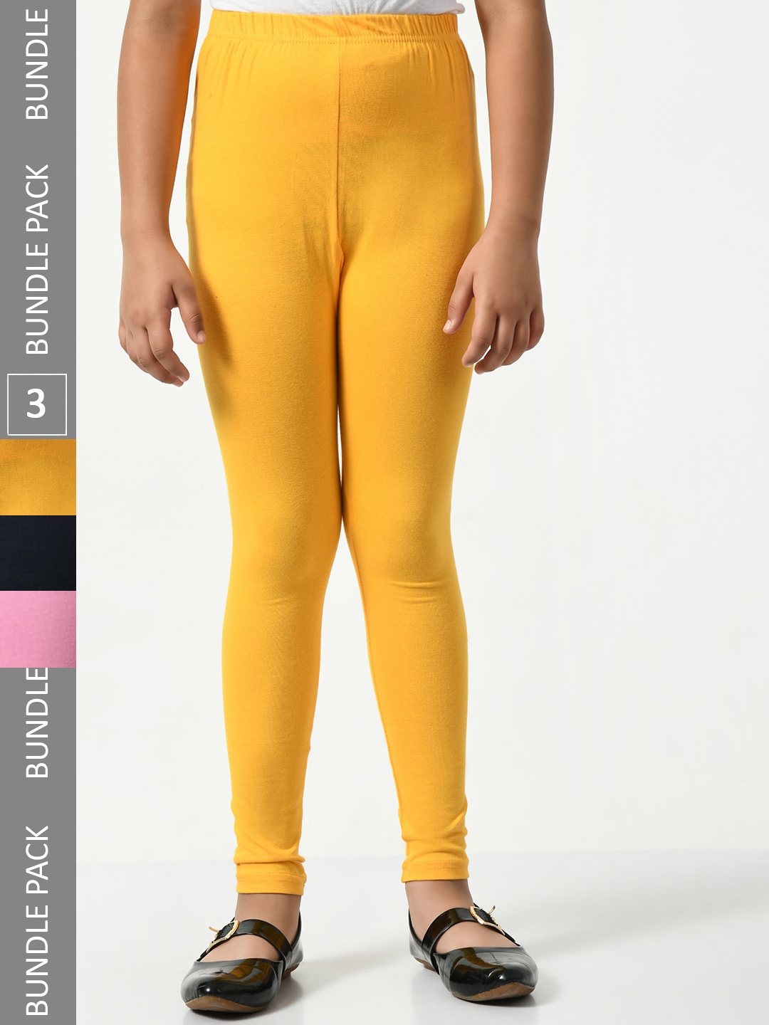 

BAESD Girls Pack Of 3 Churidar-length Leggings, Yellow