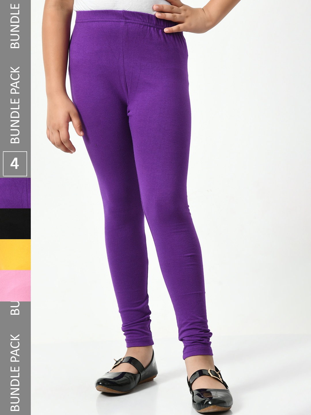 

BAESD Girls Pack Of 4 Churidar-Length Leggings, Violet