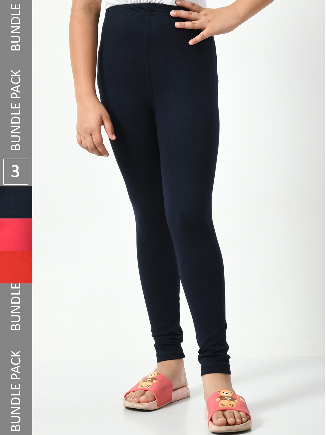 

BAESD Girls Pack Of 3 Super Soft Ankle-Length Leggings, Navy blue