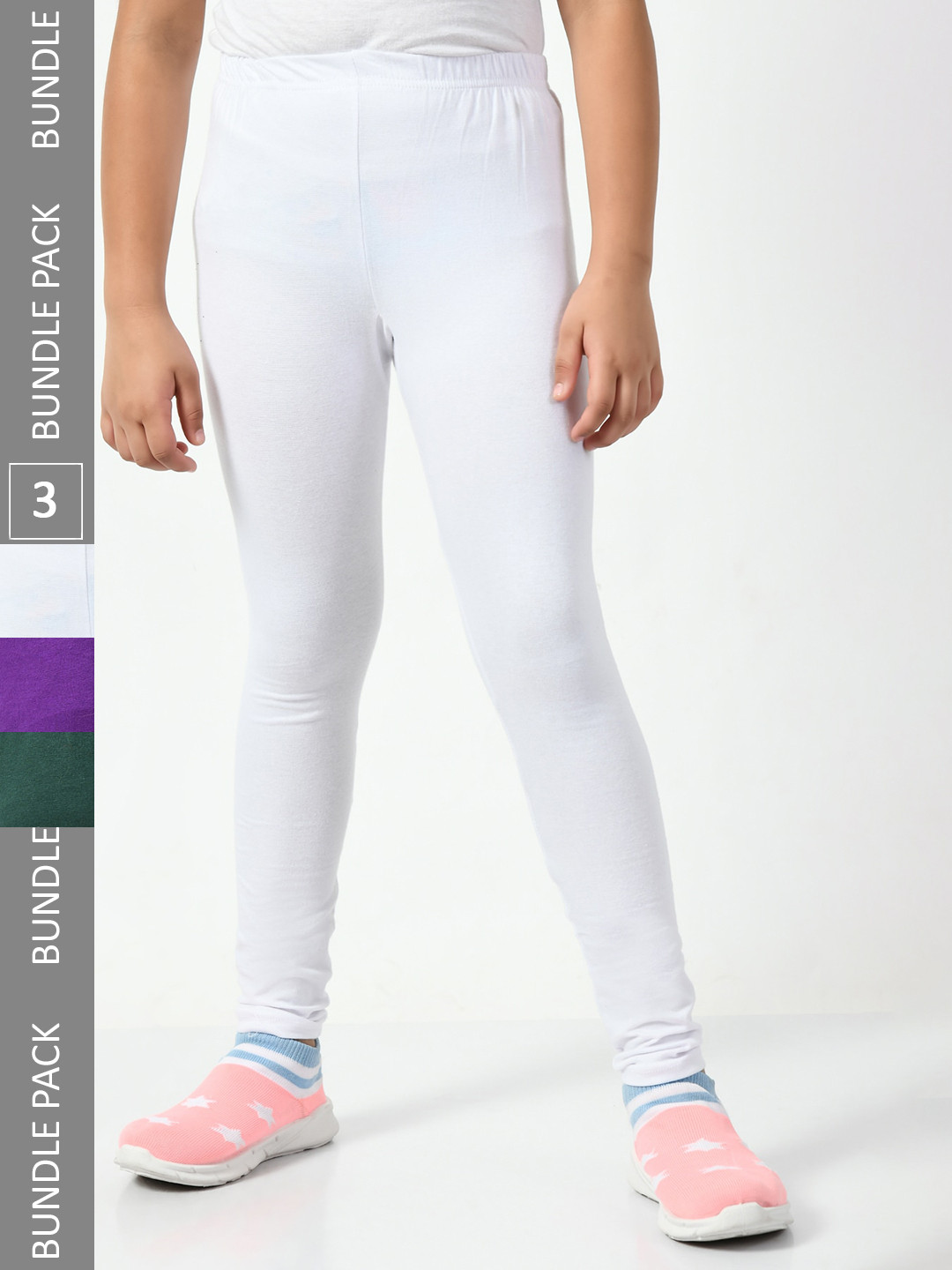 

BAESD Girls Pack Of 3 Churidar Leggings, White
