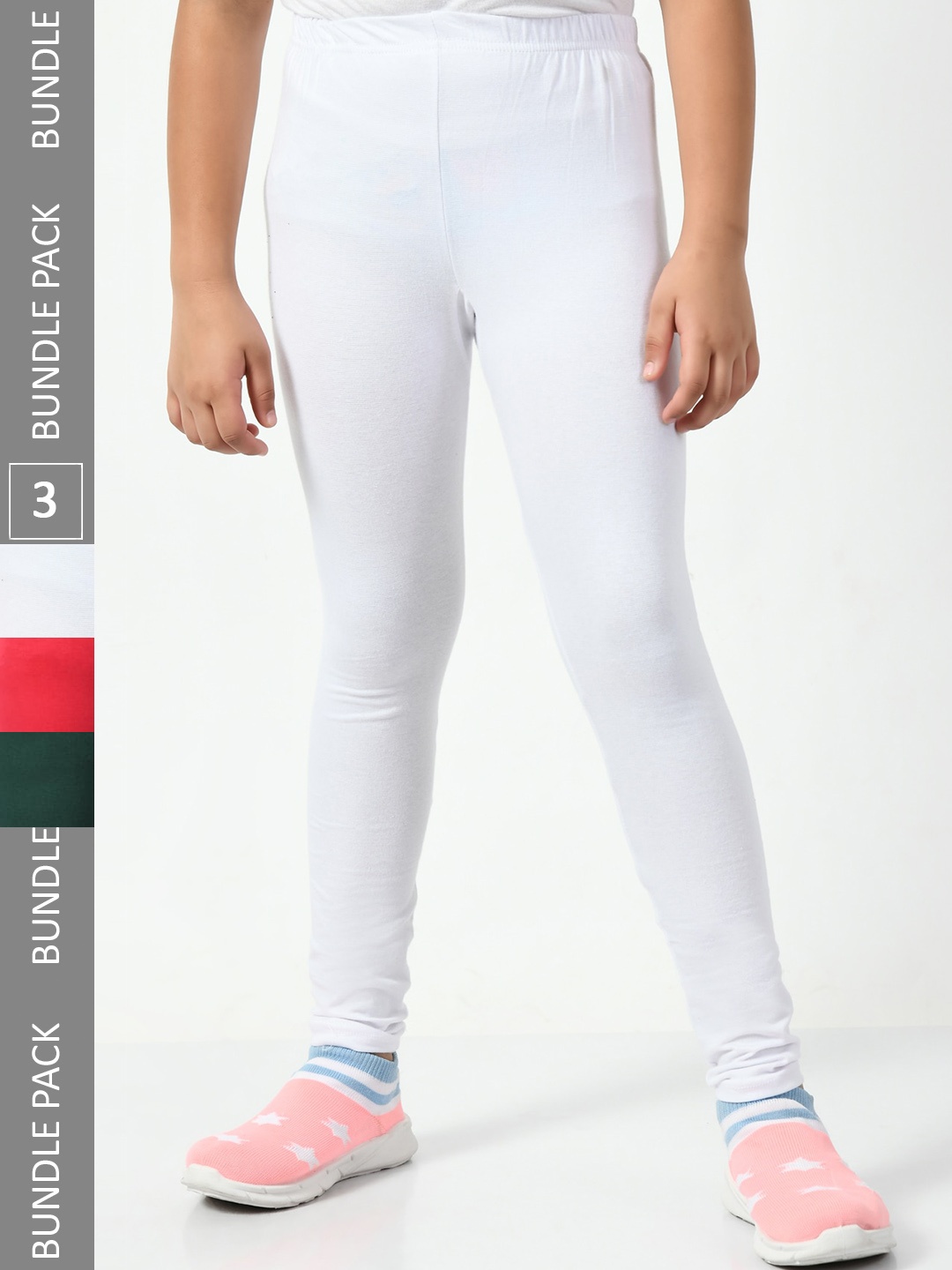 

BAESD Girls Pack Of 3 Churidar-Length Leggings, White