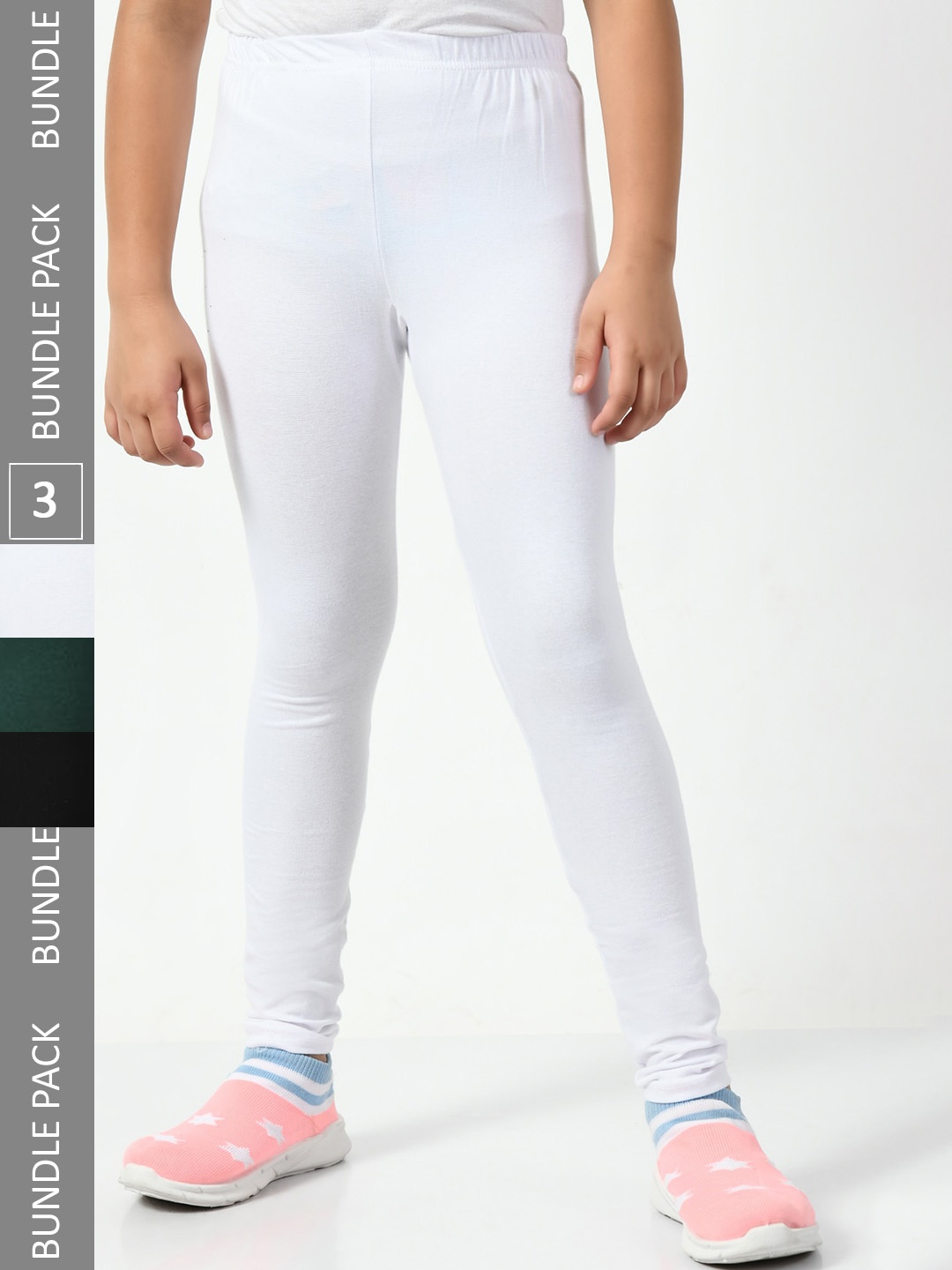 

BAESD Girls Pack Of 3 Churidar-length Leggings, White