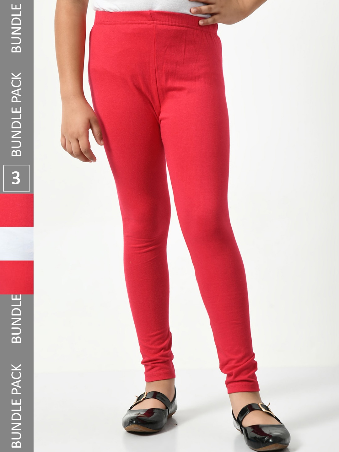 

BAESD Girls Pack Of 3 Churidar Length Leggings, Red