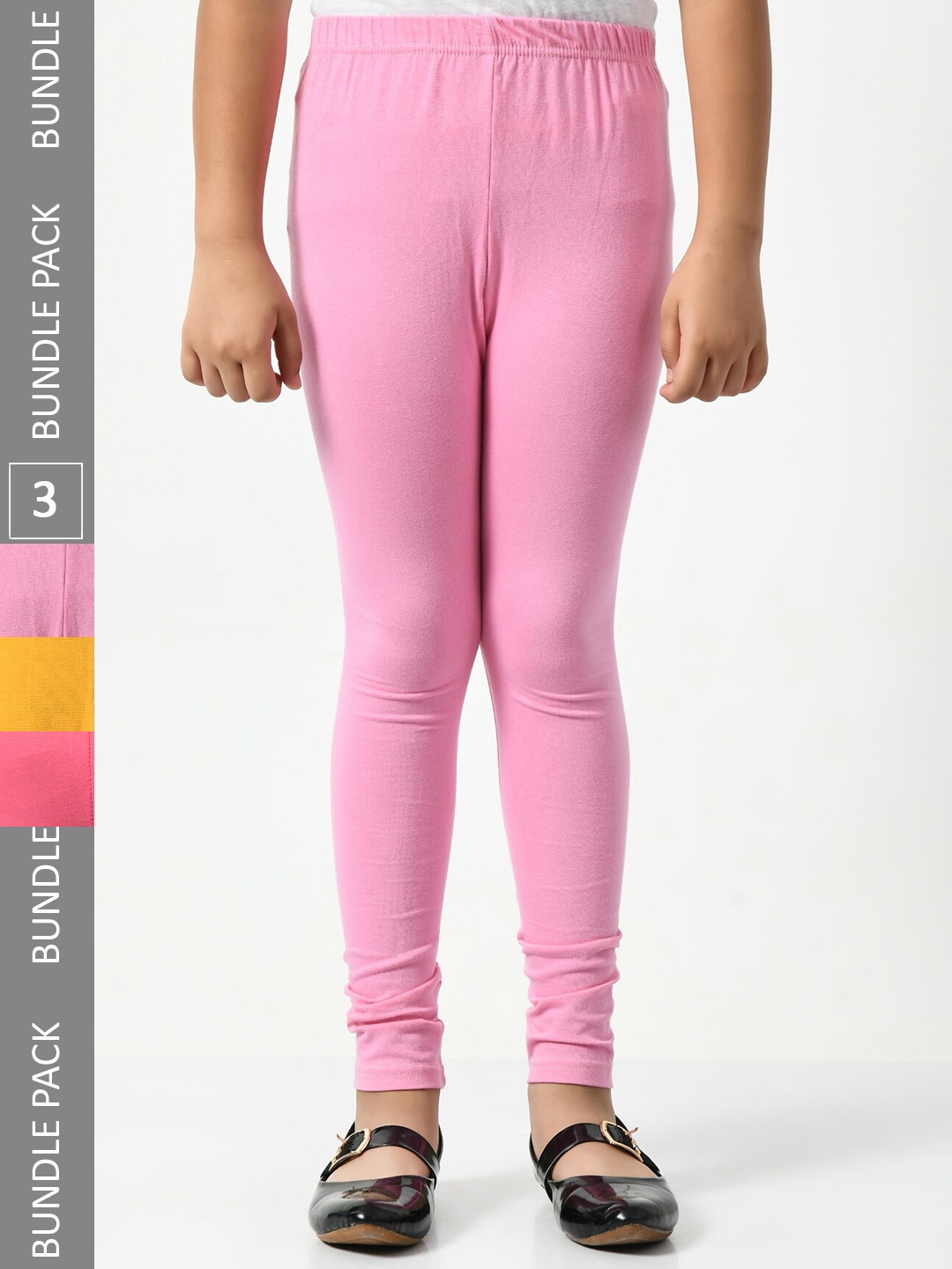 

BAESD Girls Pack Of 3 Super Soft Churidar-Length Leggings, Pink