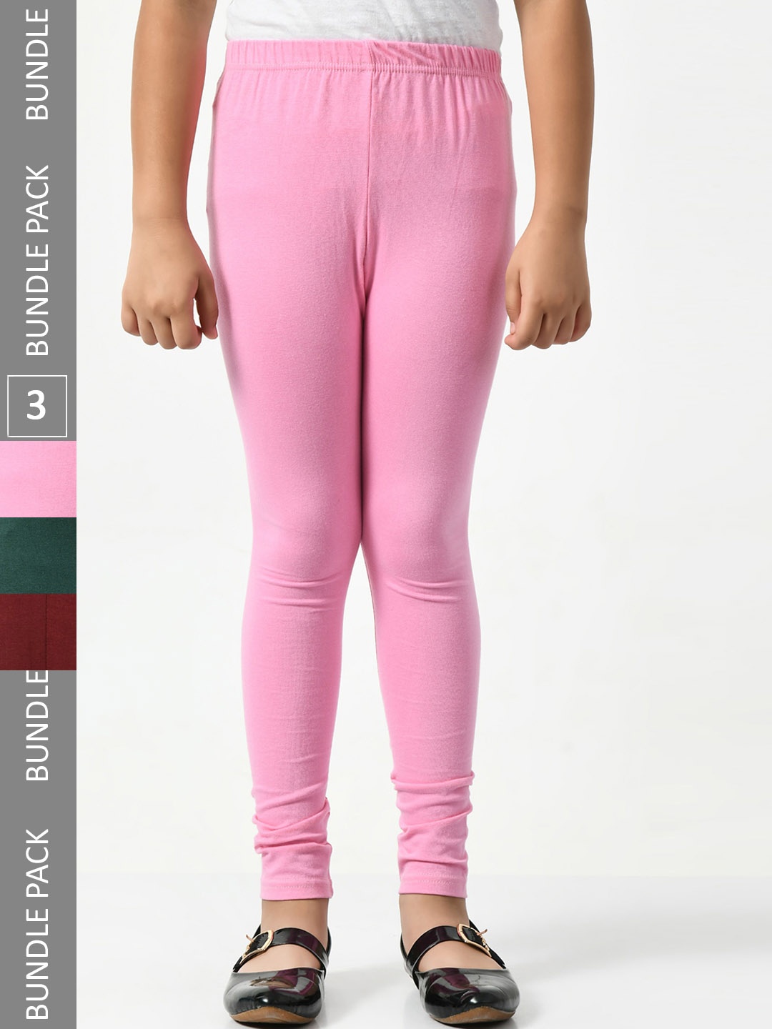 

BAESD Girls Pack Of 3 Churidar-Length Leggings, Pink