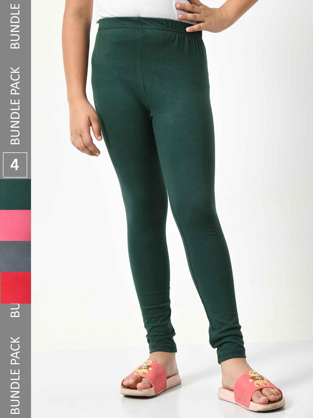 

BAESD Girls Pack Of 4 Churidar-Length Leggings, Green