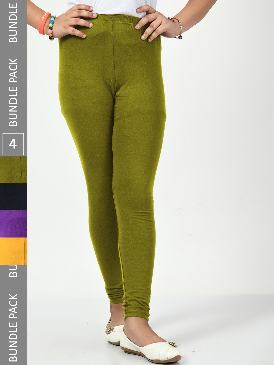 

BAESD Girls Pack Of 4 Ankle Length Leggings, Green
