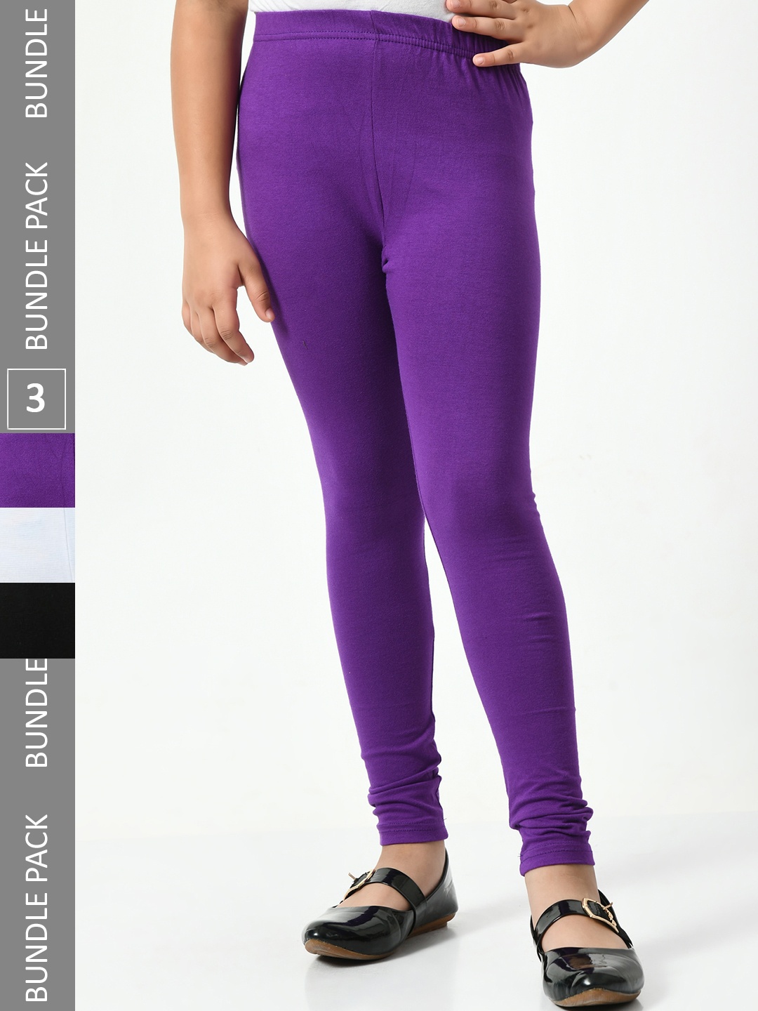 

BAESD Girls Pack Of 3 Churidar-Length Leggings, Purple