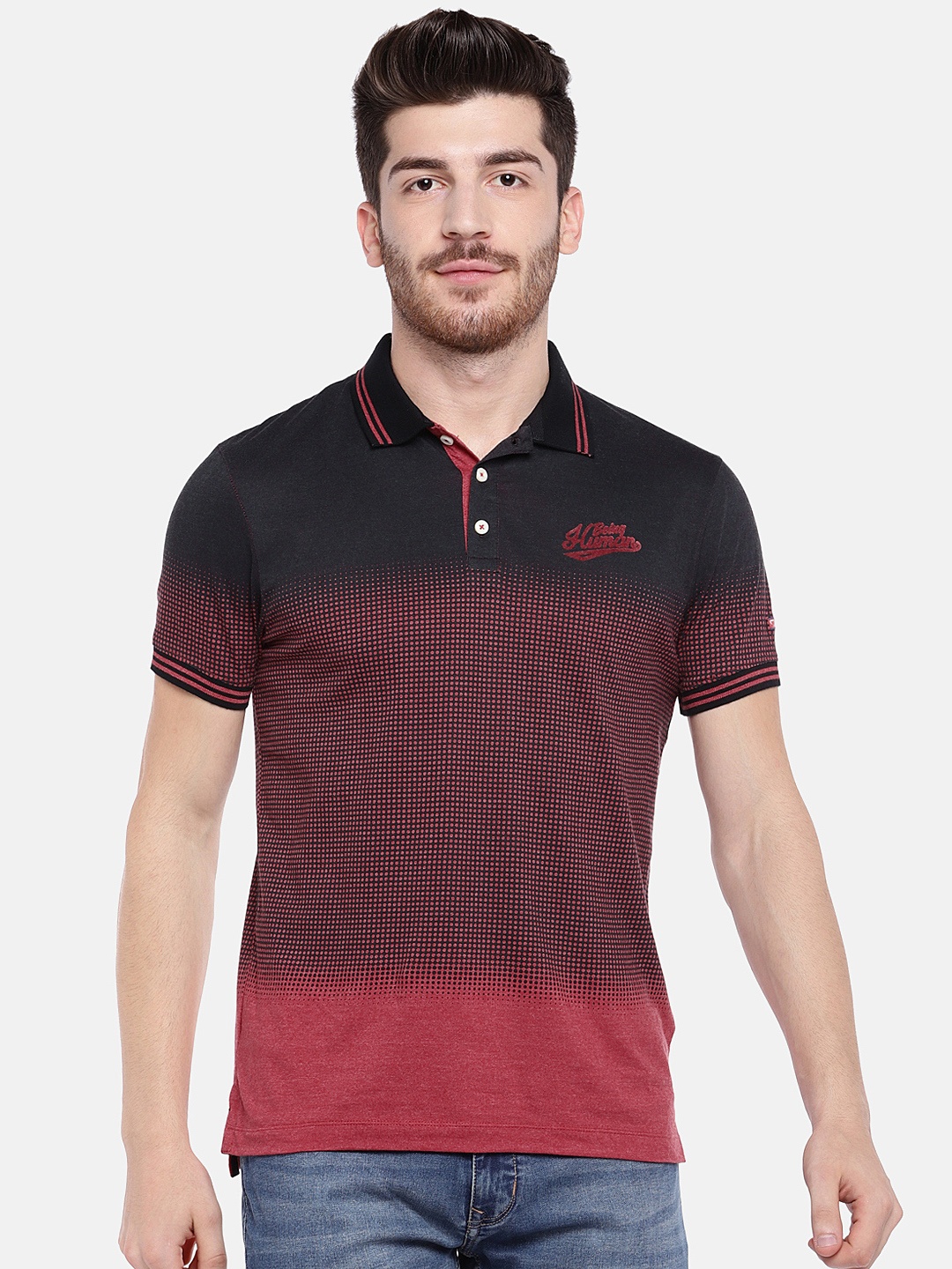 

Being Human Men Red & Black Printed Polo Collar T-shirt