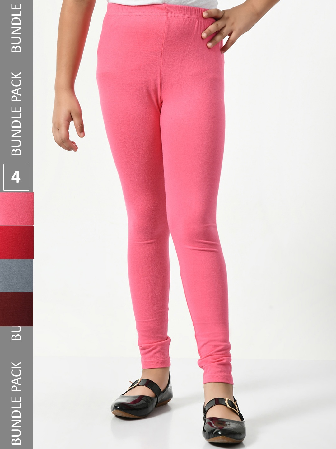 

BAESD Girls Pack of 4 Churidar-Length Leggings, Pink