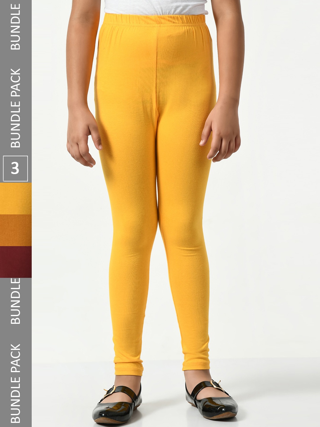 

BAESD Girls Pack Of 3 Churidar-Length Leggings, Yellow