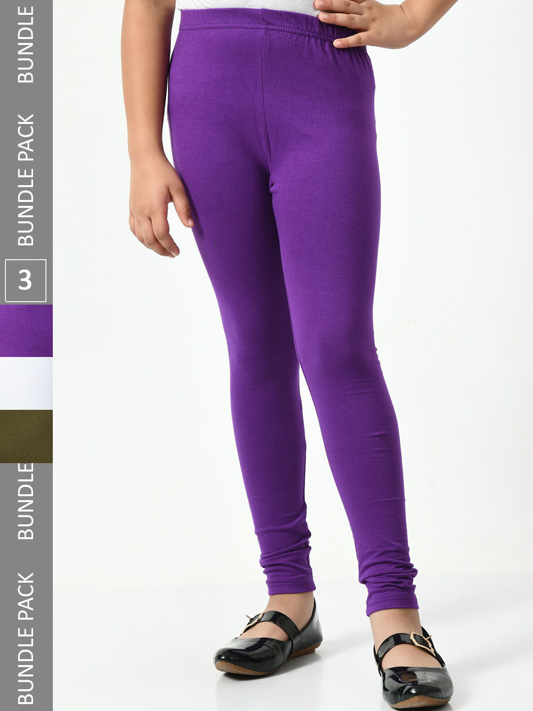 

BAESD Girls Pack of 3 Cotton Ankle-Length Leggings, Purple