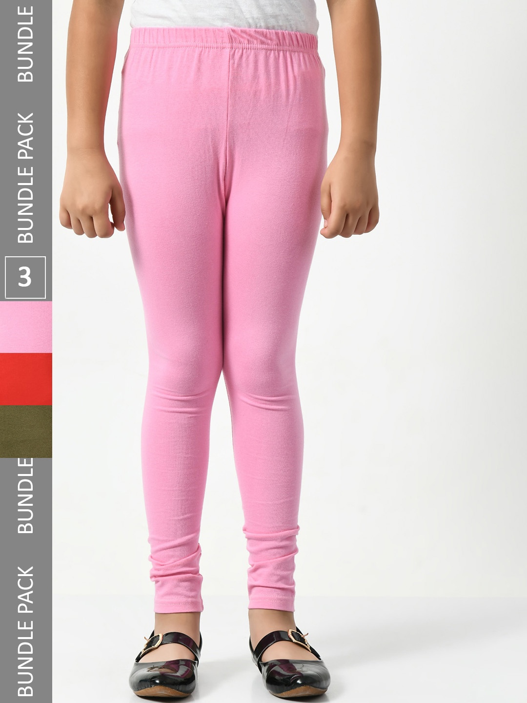 

BAESD Girls Pack Of 3 Churidar-Length Cotton Leggings, Rose