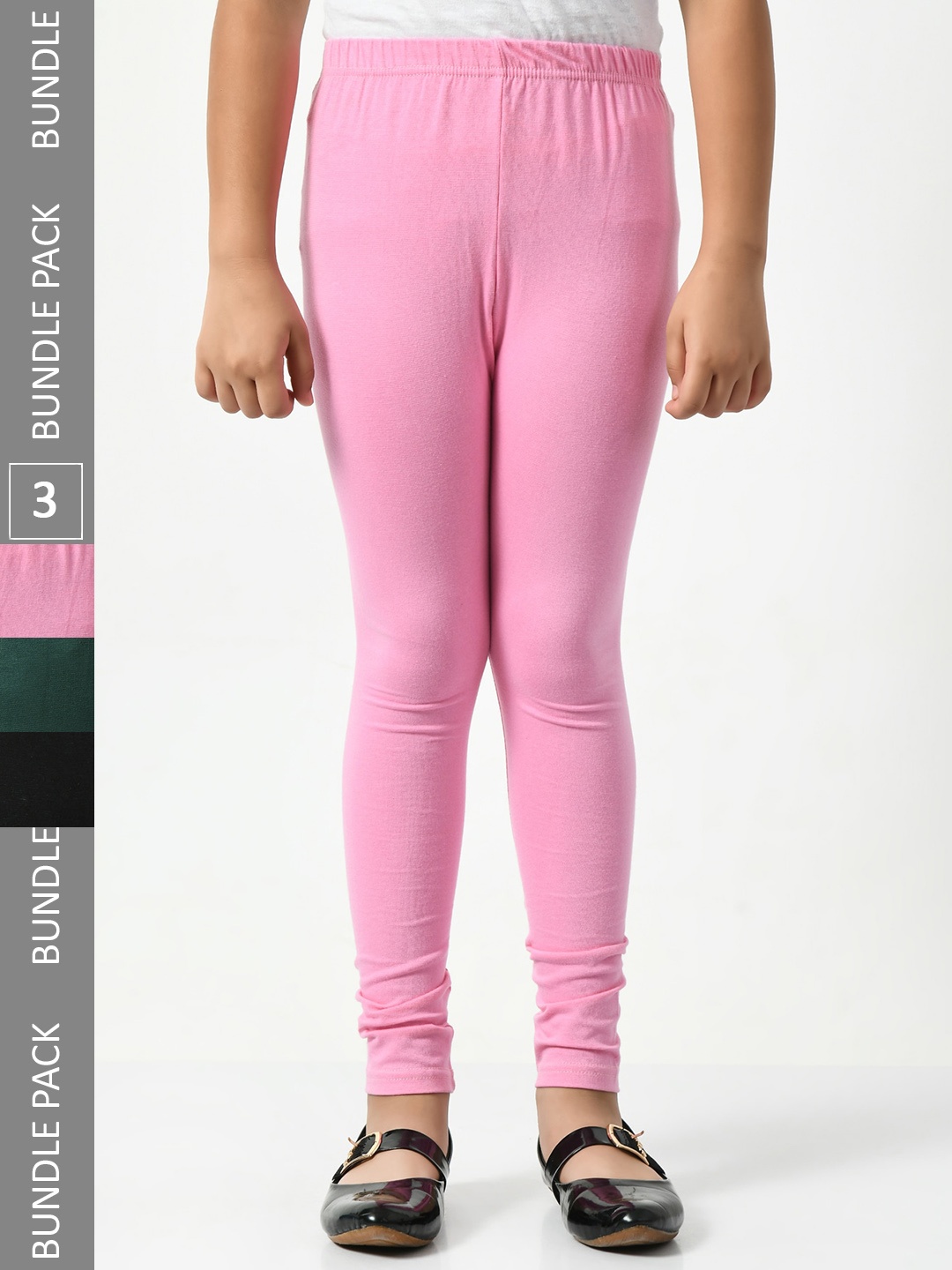 

BAESD Girls Pack Of 3 Churidar Length Leggings, Pink