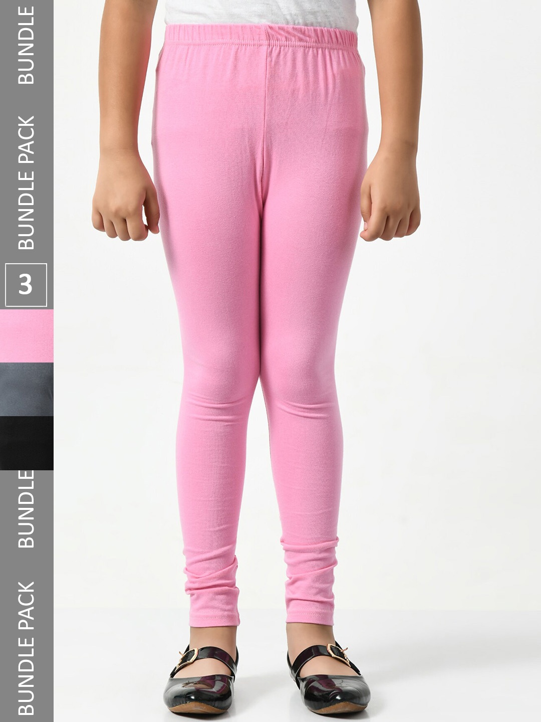 

BAESD Girls Pack Of 3 Churidar Length Leggings, Pink