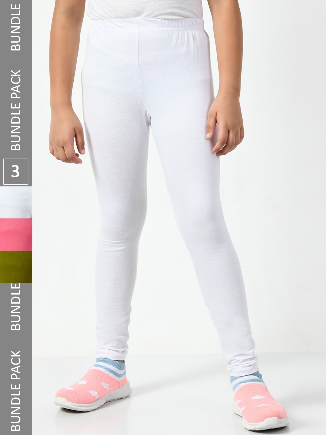 

BAESD Girls Pack Of 3 Churidar-Length Leggings, White