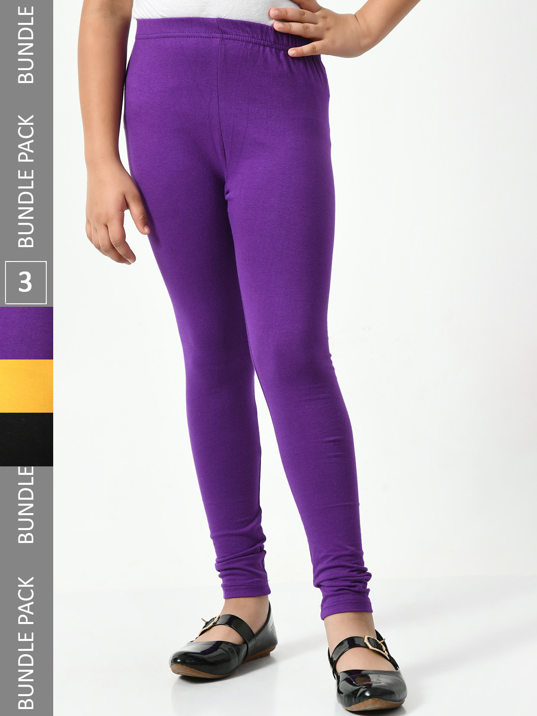 

BAESD Girls Pack Of 3 Churidar-Length Leggings, Violet