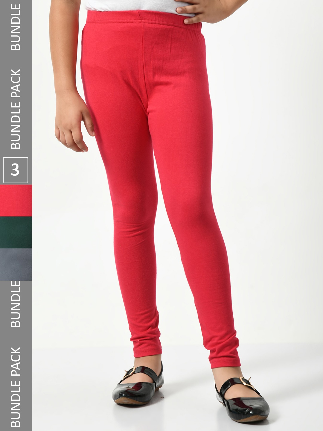 

BAESD Girls Pack Of 3 Churidar Length Leggings, Red