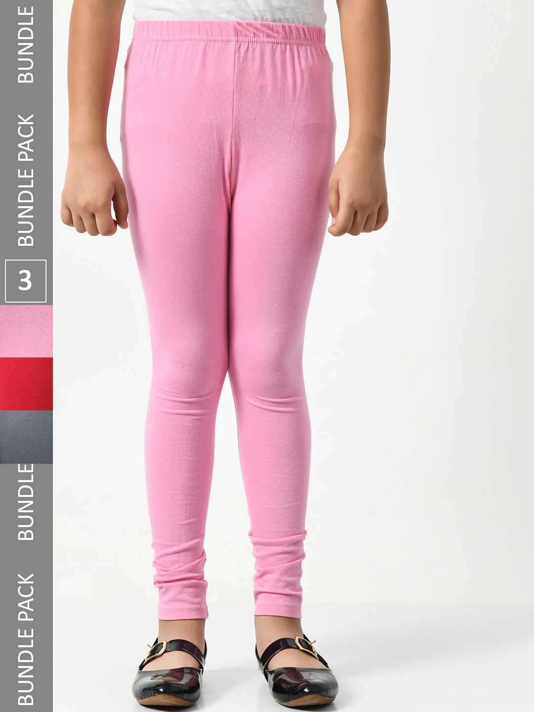 

BAESD Girls Pack Of 3 Churidar-Length Leggings, Pink