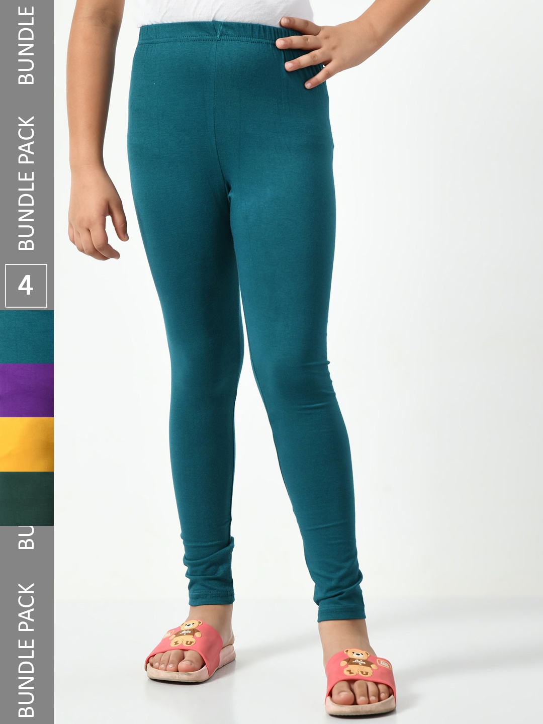

BAESD Girls Pack Of 4 Churidar-Length Leggings, Teal