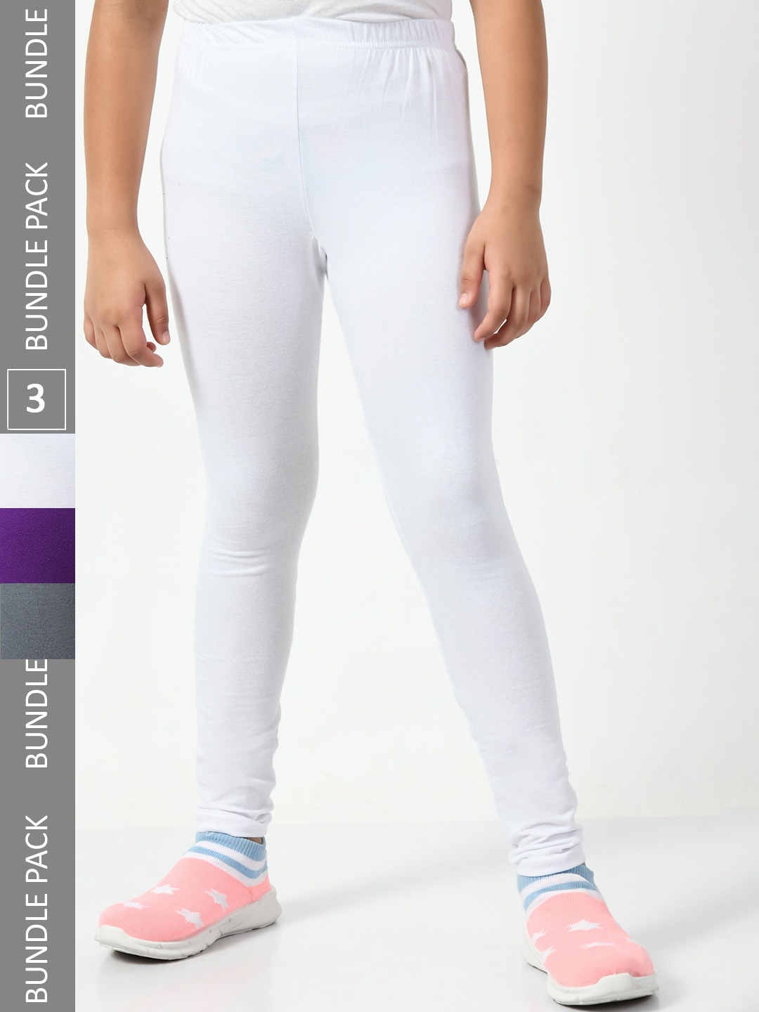 

BAESD Girls Pack Of 3 Cotton Churidar-Length Leggings, White