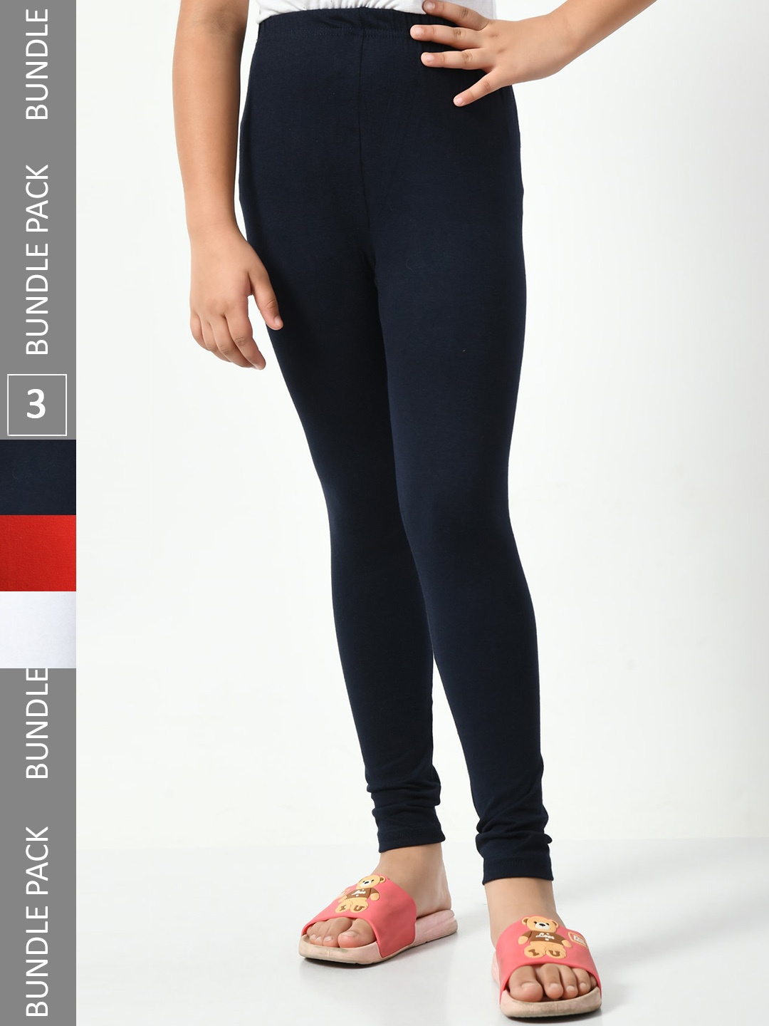 

BAESD Girls Pack Of 3 Churidar-length Leggings, Navy blue