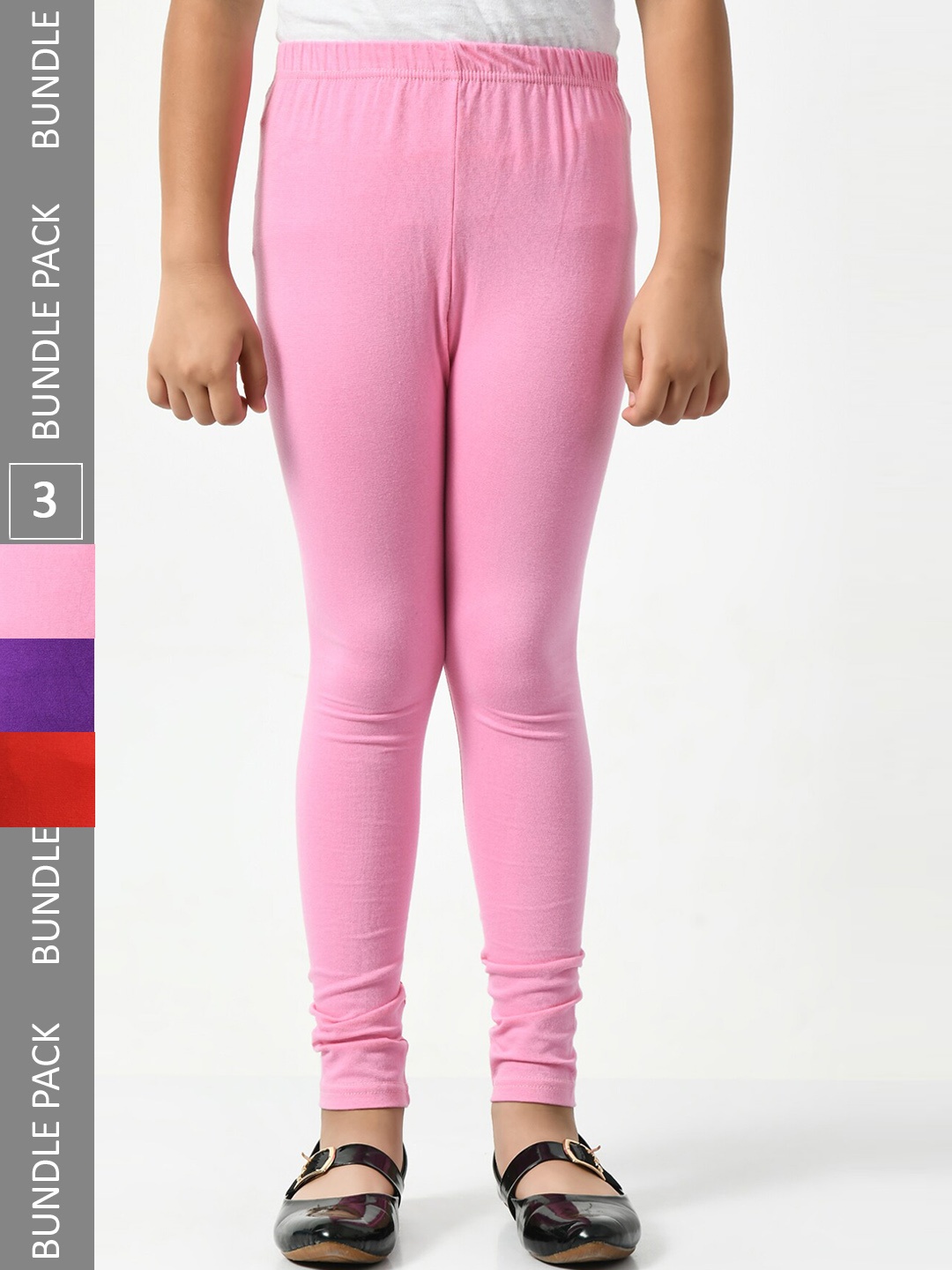 

BAESD Girls Pack of 3 Super Soft Cotton Lycra Ankle-Length Leggings, Pink