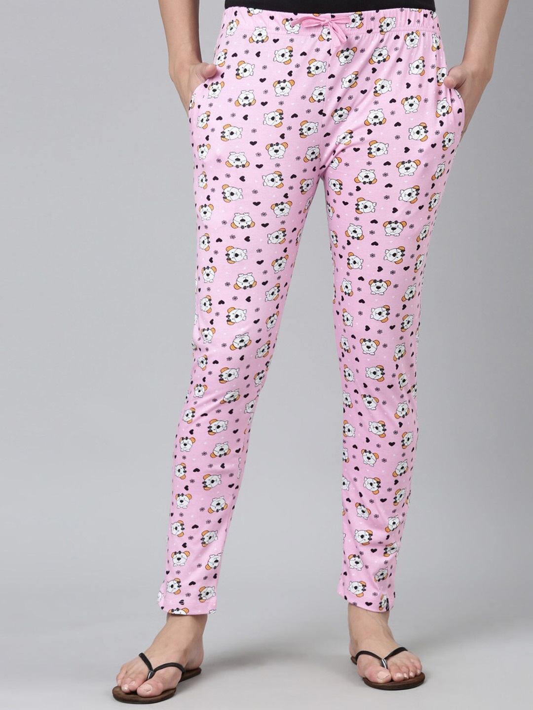 

TWIN BIRDS Printed Pure Cotton Straight-Leg Lounge Pants, Pink