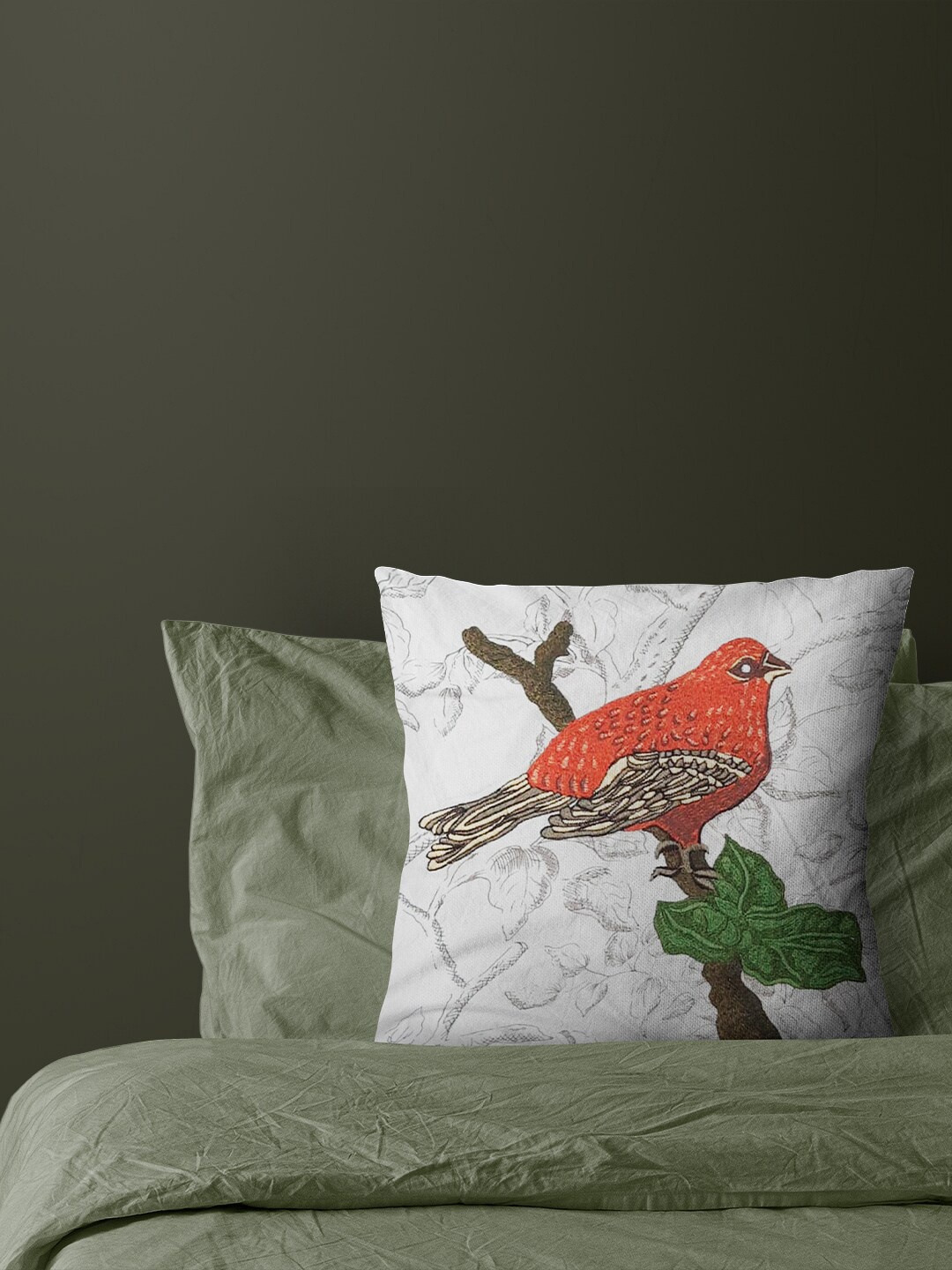 

Just Home Off White & Orange Embroidered Cotton Square Cushion Cover