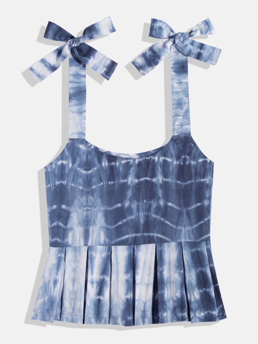 

Vastrarth Girls Tie & Dye Organic Cotton Peplum Top, Blue