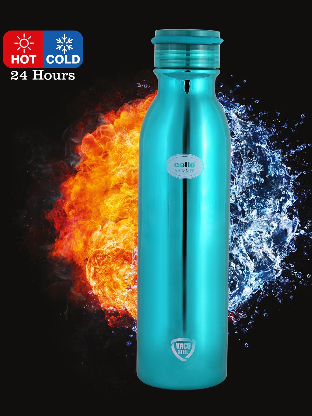 

Cello Shimmer Blue Stainless Steel Double Walled Water Bottle 1L