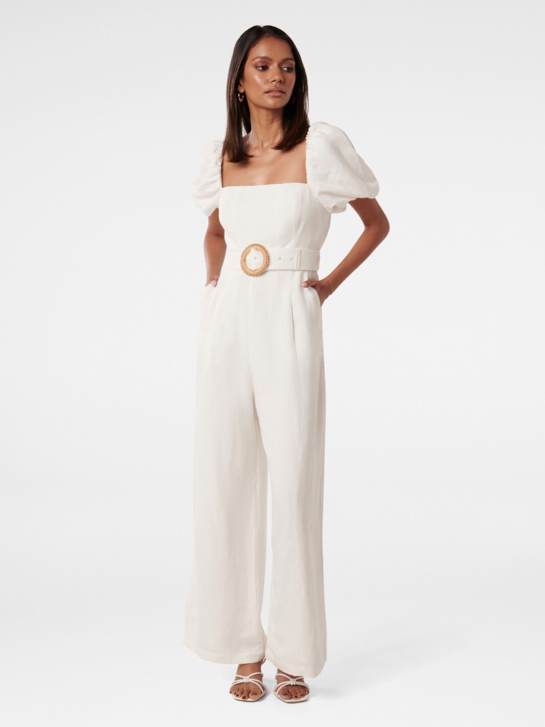 

Forever New Linen Basic Jumpsuit, White