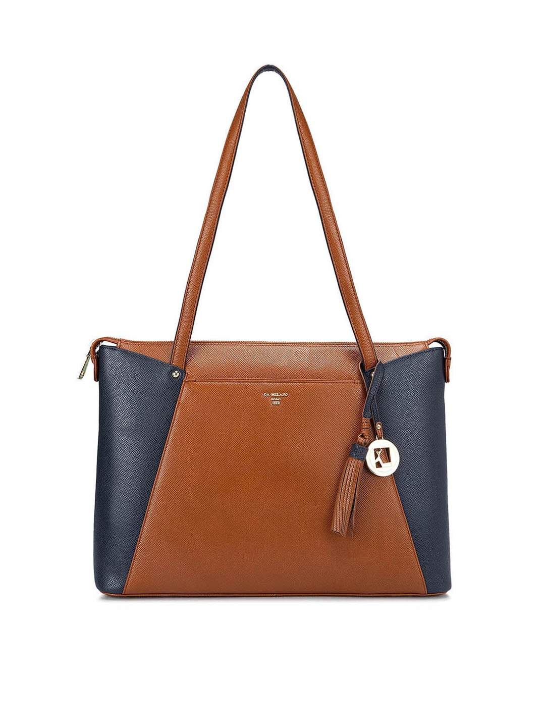 

Da Milano Colourblocked Leather Structured Shoulder Bag, Brown