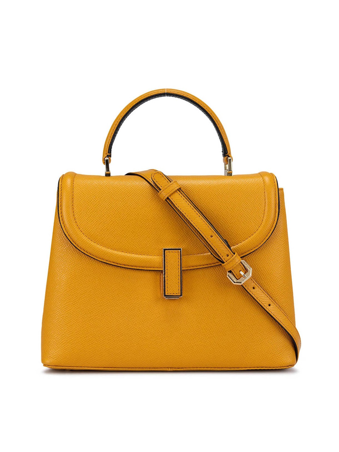 

Da Milano Leather Structured Satchel Bag, Yellow