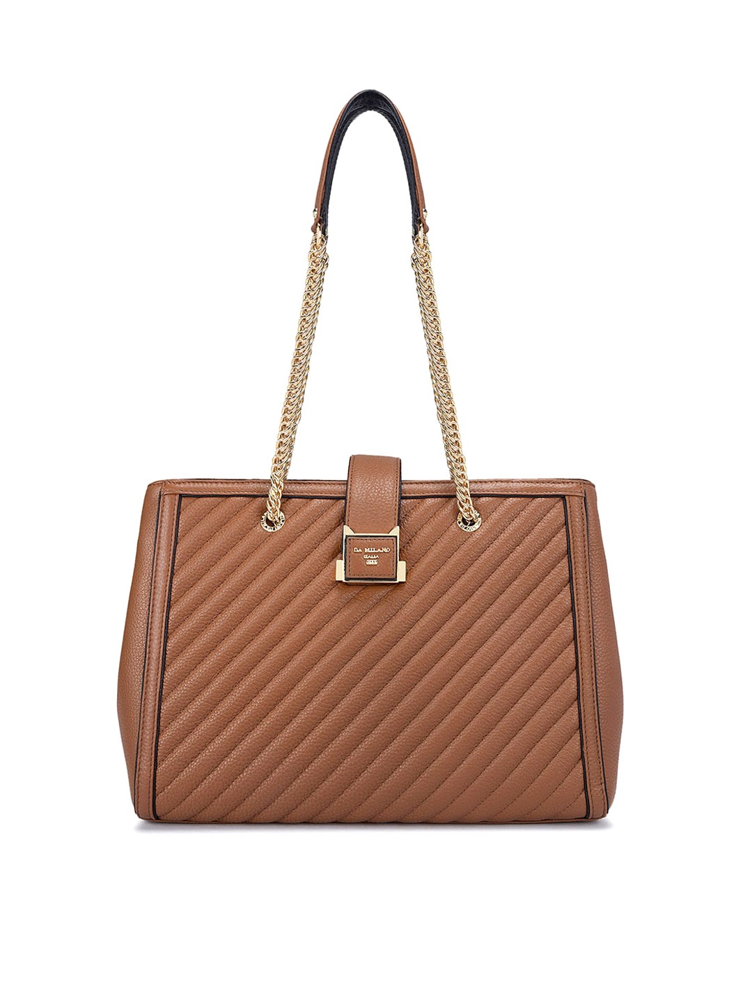 

Da Milano Textured Structured Structured Satchel Bag, Brown