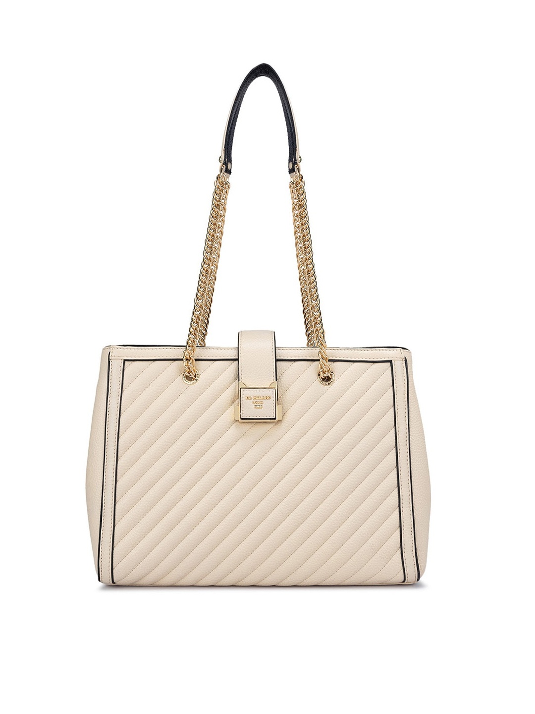 

Da Milano Textured Structured Leather Shoulder Bag, Cream