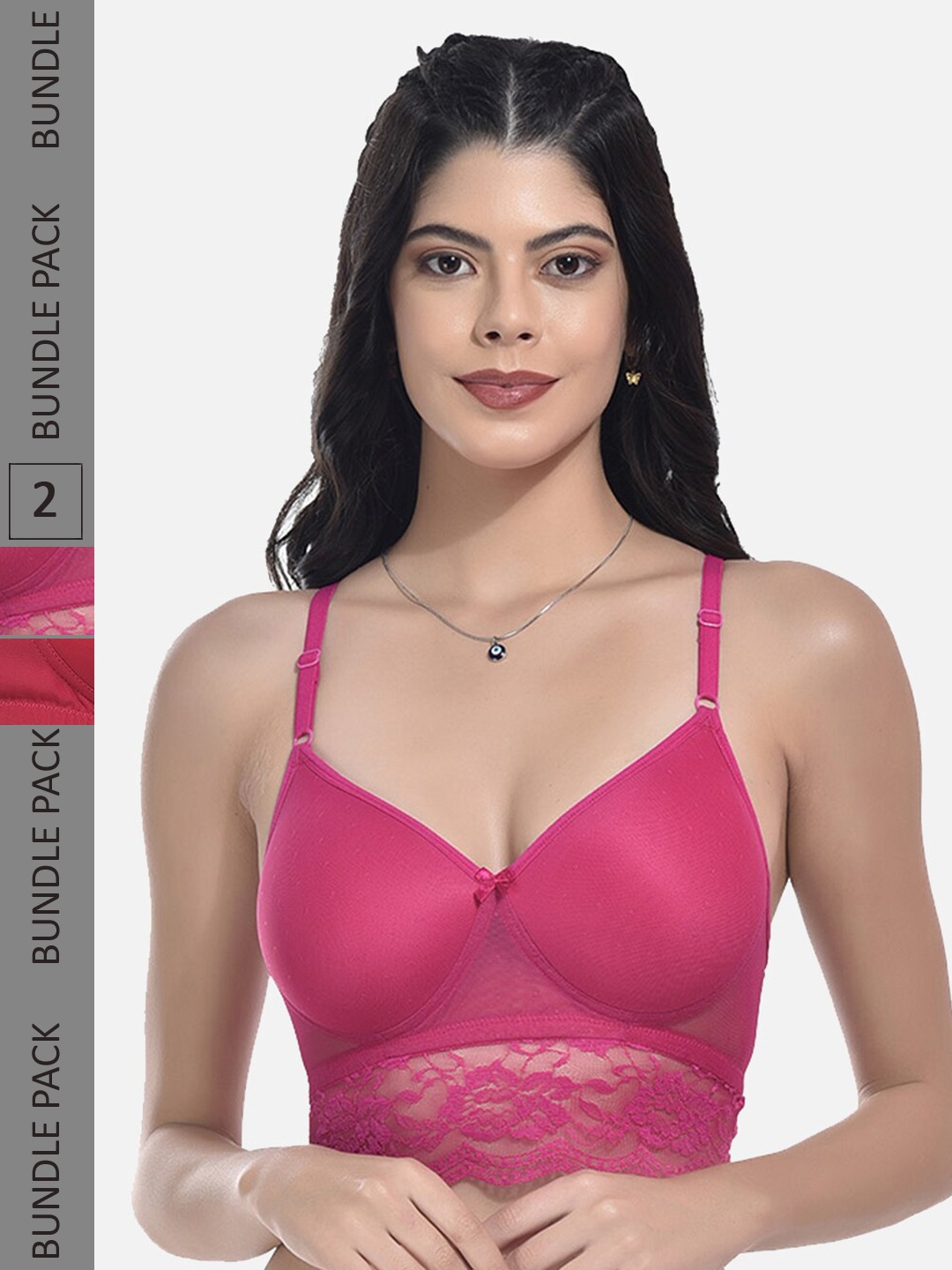 

StyFun Pack Of 2 Full Coverage All Day Comfort Lightly Padded Bra, Pink