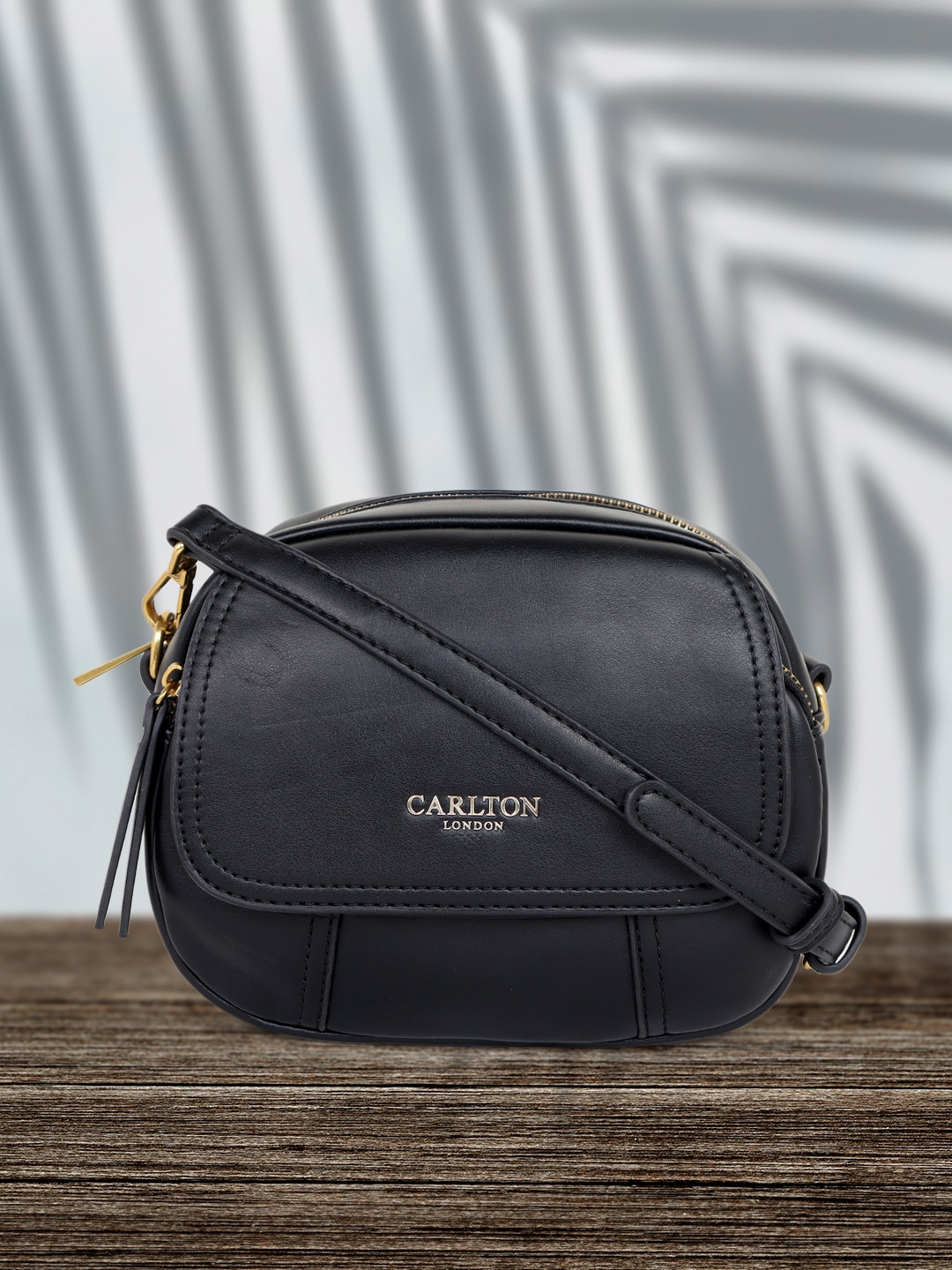 

Carlton London Small Structured Sling Bag, Black