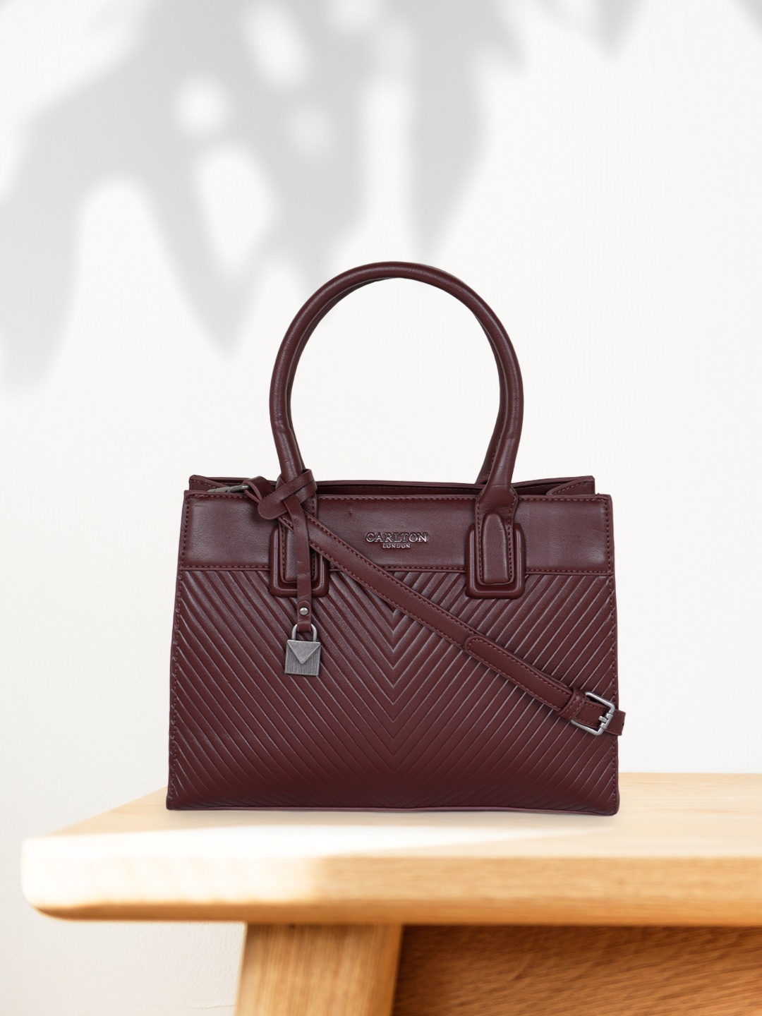 

Carlton London Textured Structured Handheld Bag, Brown