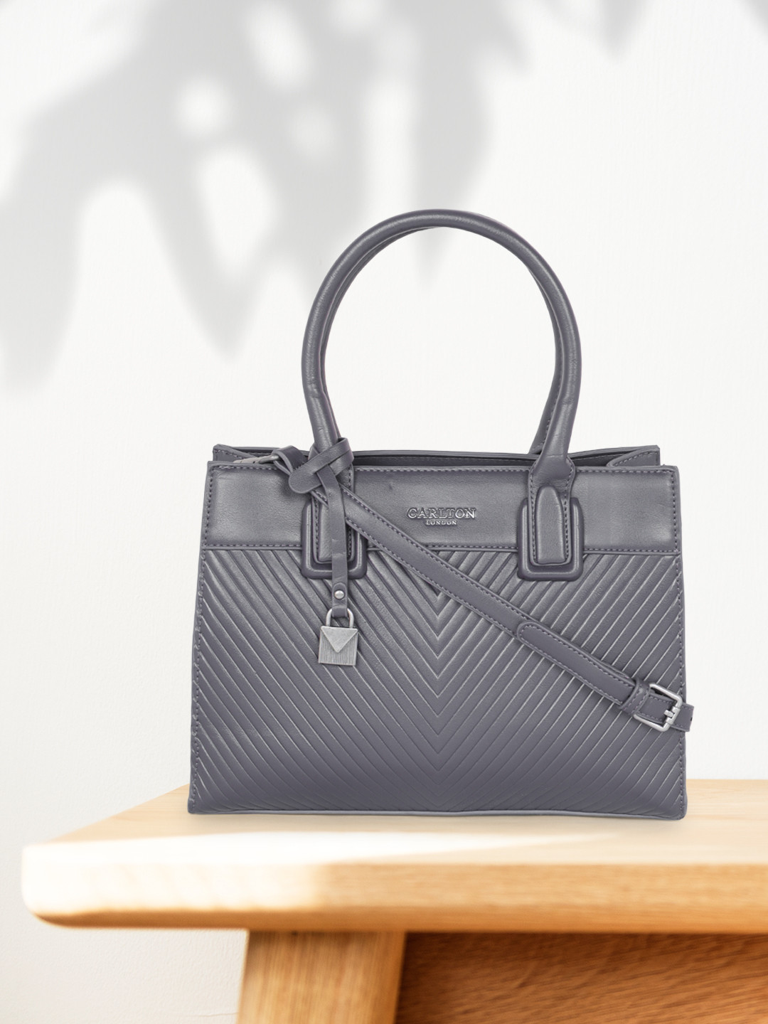 

Carlton London Textured Structured Handheld Bag, Grey