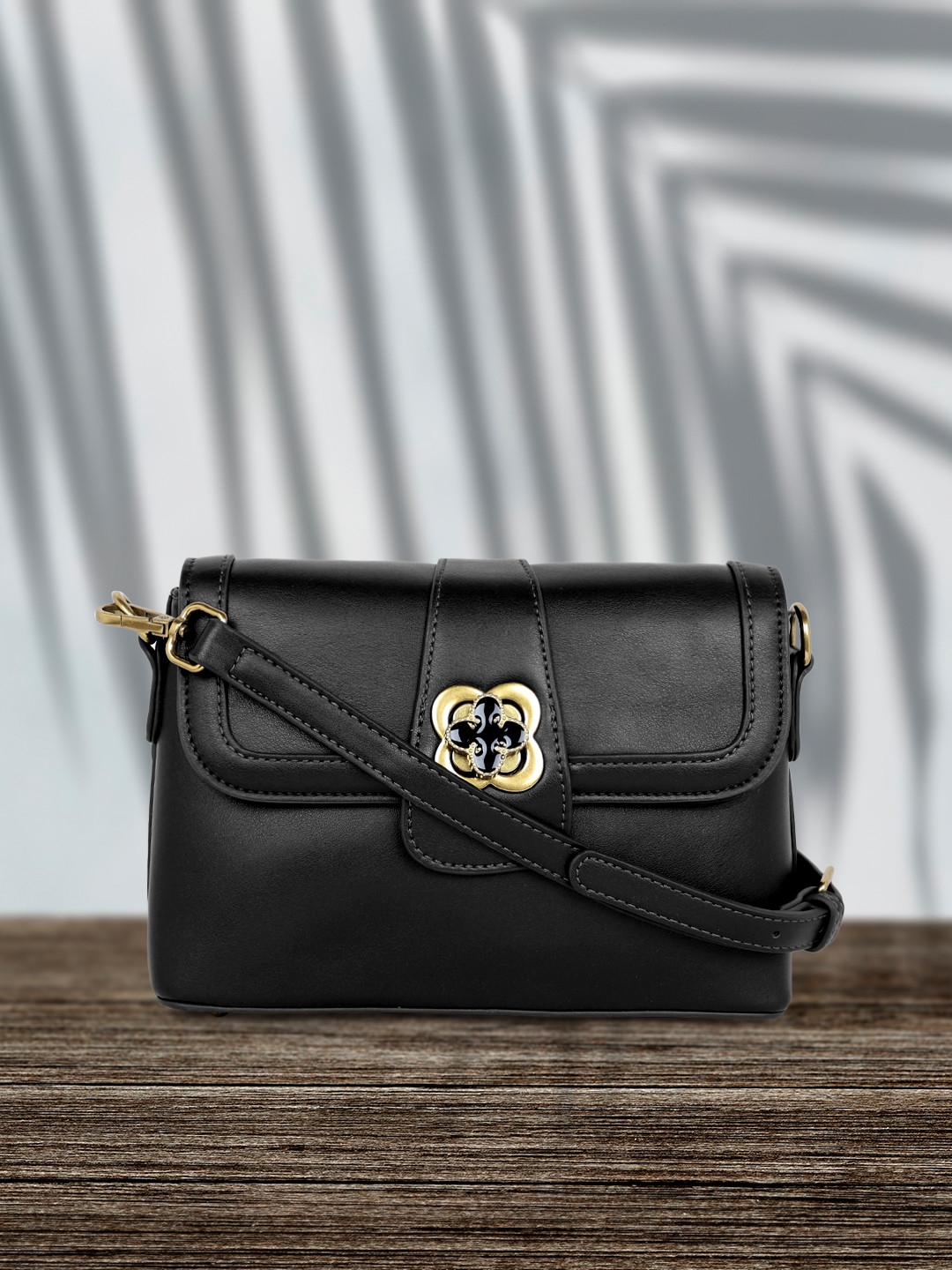 

Carlton London Structured Sling Bag, Black