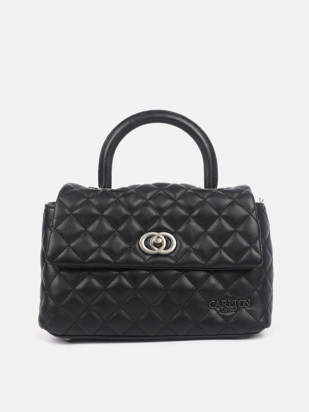 

Carlton London Structured Satchel Bag with Quilted, Black