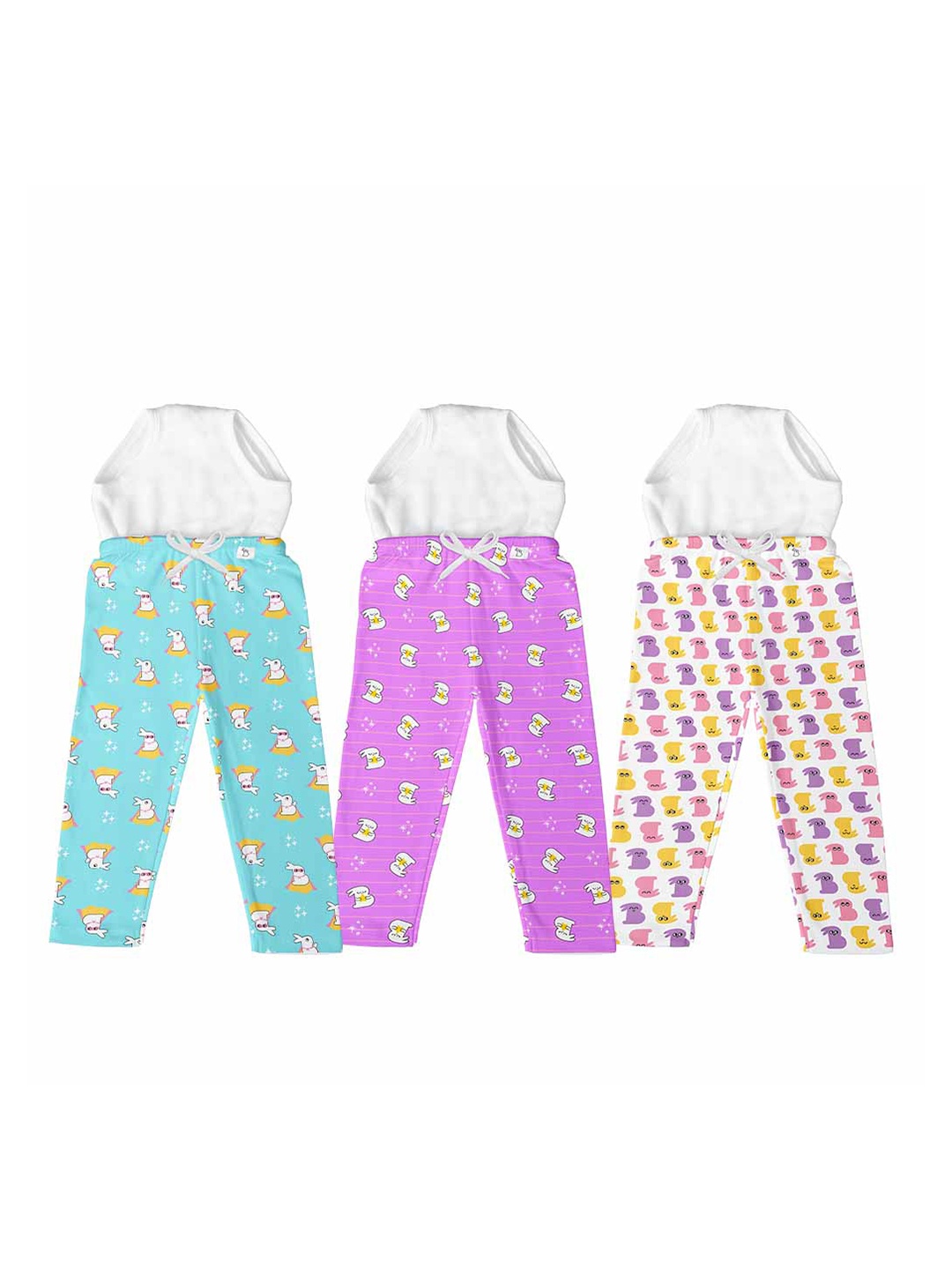 

SuperBottoms Kids Set of 3 Printed Diaper Pants with Drawstring, White