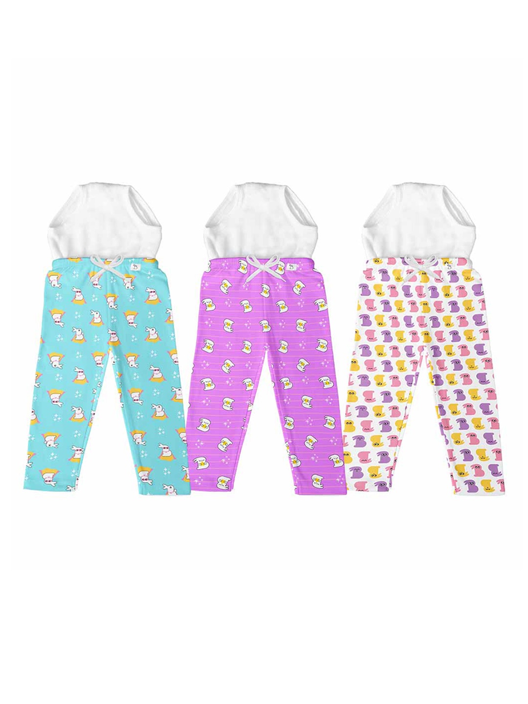 

SuperBottoms Kids Set of 3 Printed Diaper Pants with Drawstring, Blue