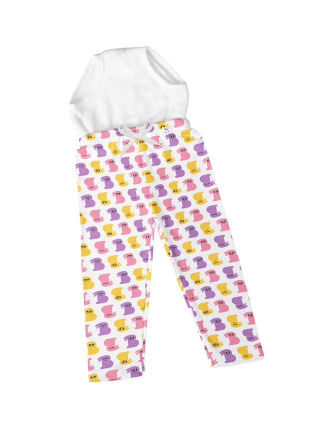 

SuperBottoms Kids Printed Diaper Pants wth Drawstring - White