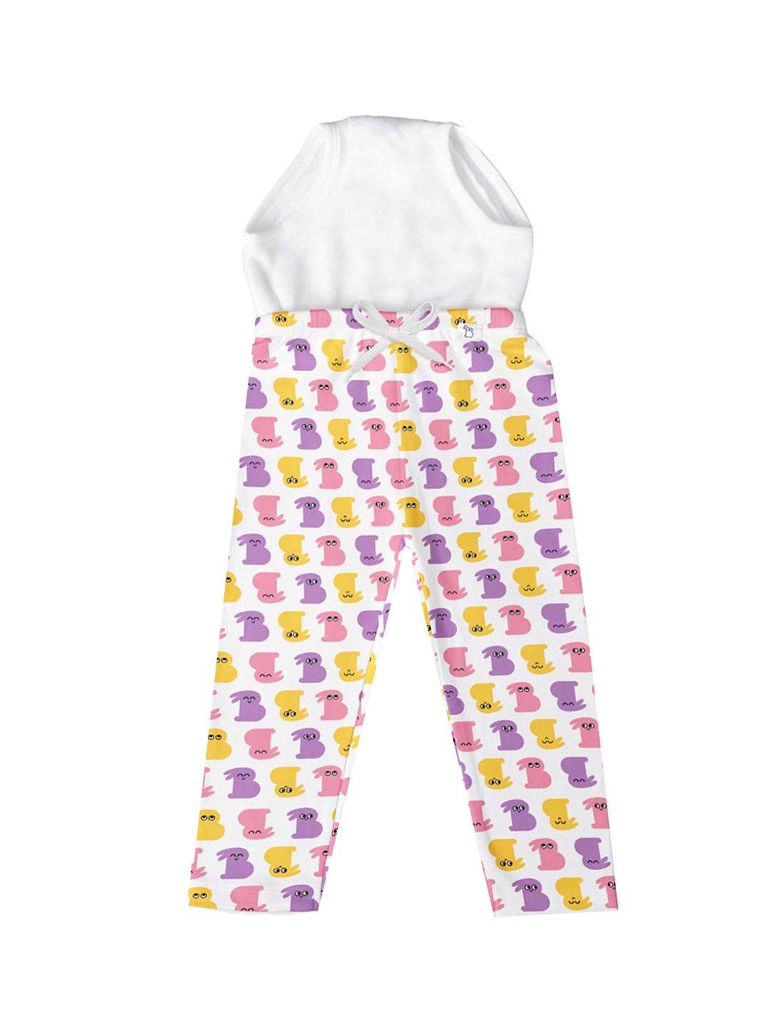 

SuperBottoms Kids Printed Diaper Pants wth Drawstring - White
